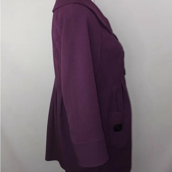 Zinc Womans Jacket Size XLarge Eggplant Purple Pea Coat Style Pockets 3/4 Sl - Picture 9 of 9
